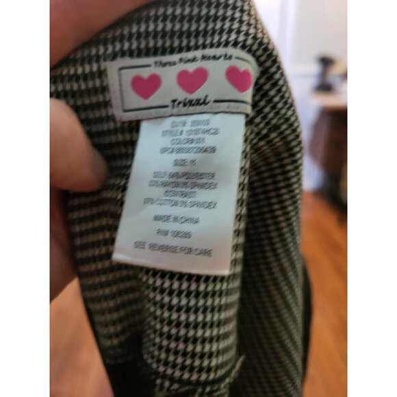 White/Black Houndstooth Pencil Skirt High Waist 11 Retro Twee Preppy Office - Picture 8 of 8